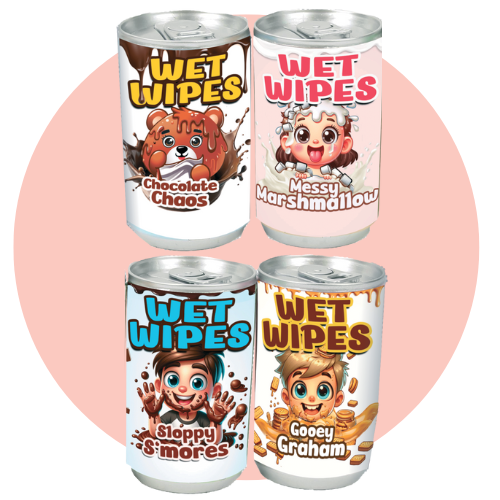 The S'mores Company - Wholesale Face & Body Wipes - Wet Wipes - Messy S'mores Collection - 16 Mini Cans in PDQ8
