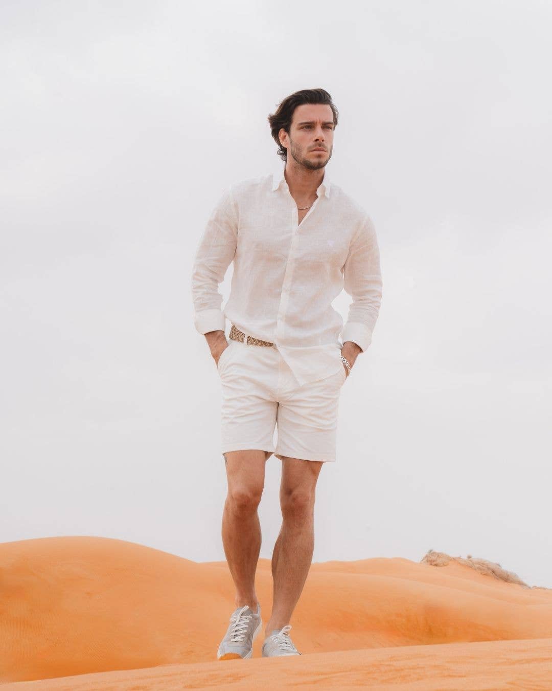 DANTE - Wholesale Button Down Shirt - Men's - Organic Ivory Linen Shirt1