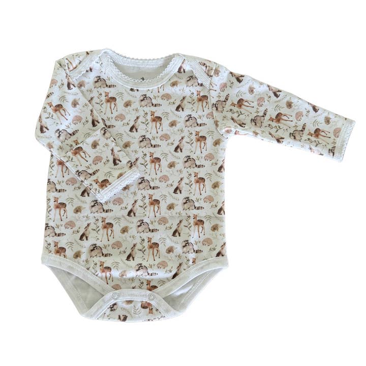 Body 100 % coton Pima avec animaux de la forêt pour la vente par Pim Baby