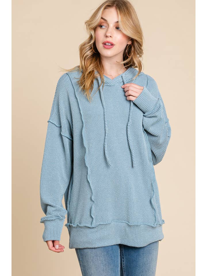 BOMBOM - Wholesale Hoodie - Women's - TL1888 SOLID RIBBED HOODIE6