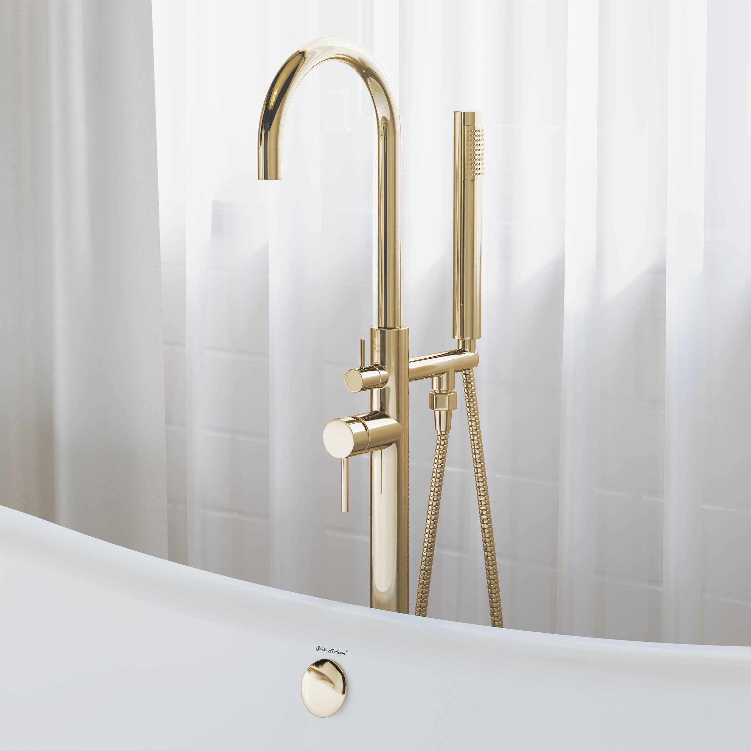 Swiss Madison - Wholesale Bathroom Accessory Set - Ivy Freestanding Bathtub Faucet in Brushed Gold9