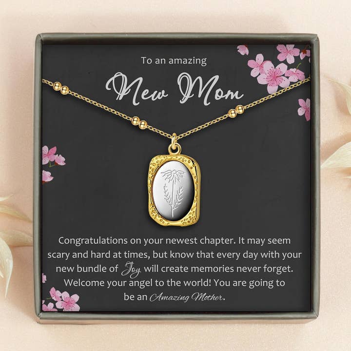 Amazing Mom Mirror Birth Flower Necklace Mothers Day Gift for wholesale by Anavia