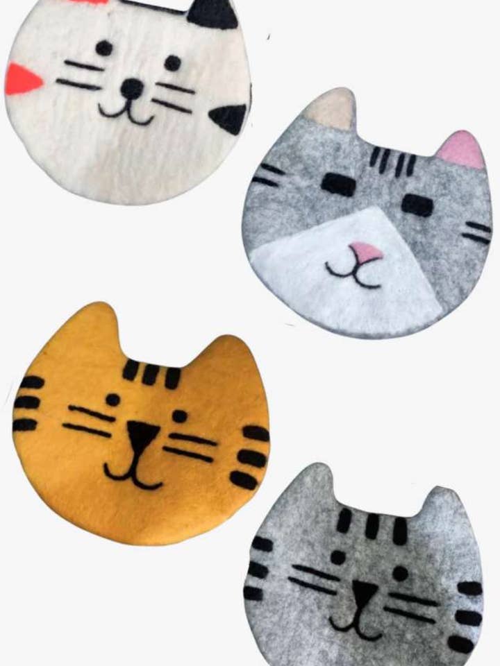 Felt Cat Coasters- Set of 4 for wholesale by Ganesh Himal Trading
