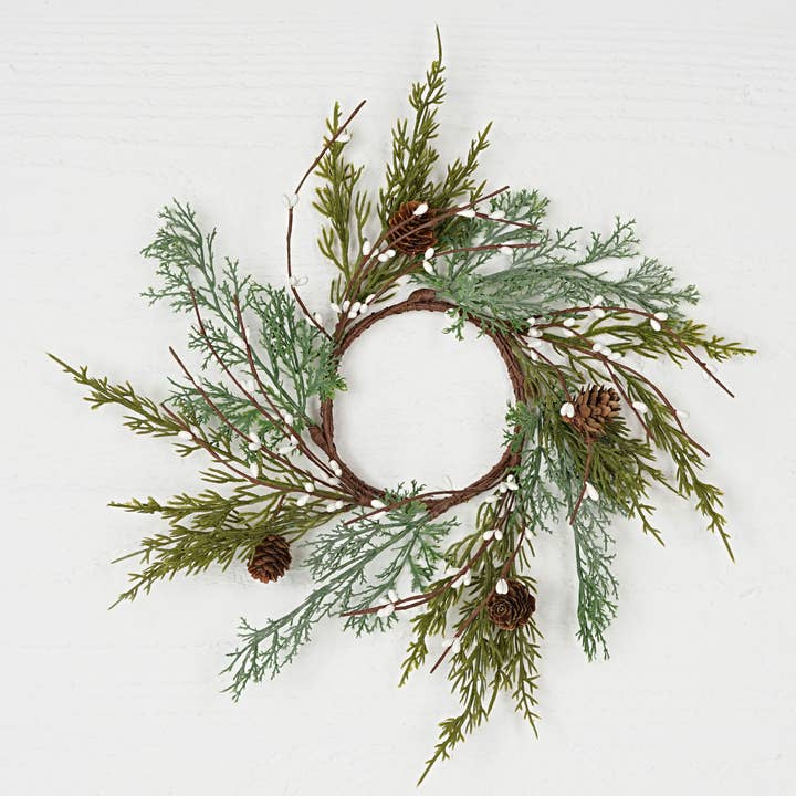 31393-3.5in Evergreen Pine Ring w. white Pips for wholesale by Impressive Enterprises, Inc.