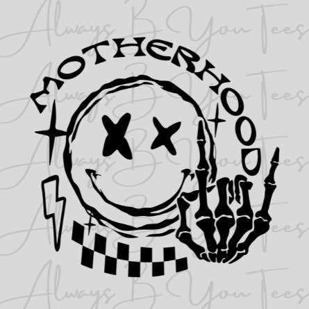 Motherhood Smiley Skeleton Rock On DTF Transfer for wholesale by Always B You Tees