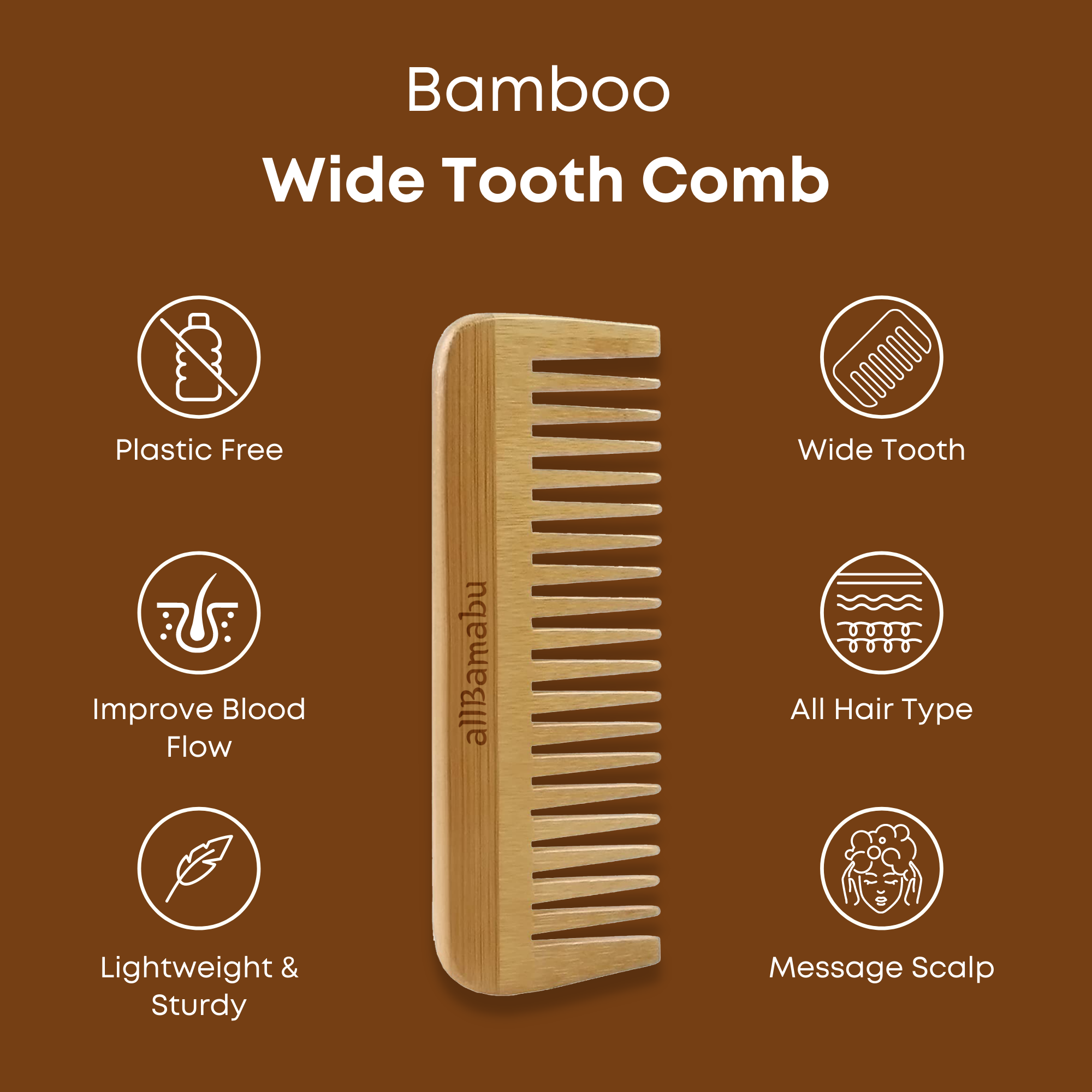 allBambu Inc - Wholesale Hair Brush/Comb - Bamboo Wide Tooth Comb6
