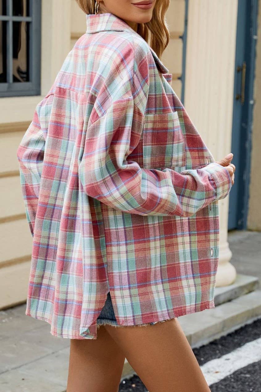 Rosa Clothing - Wholesale Shirt Jacket/Shacket - Women's - Rylor oversized plaid shirt19