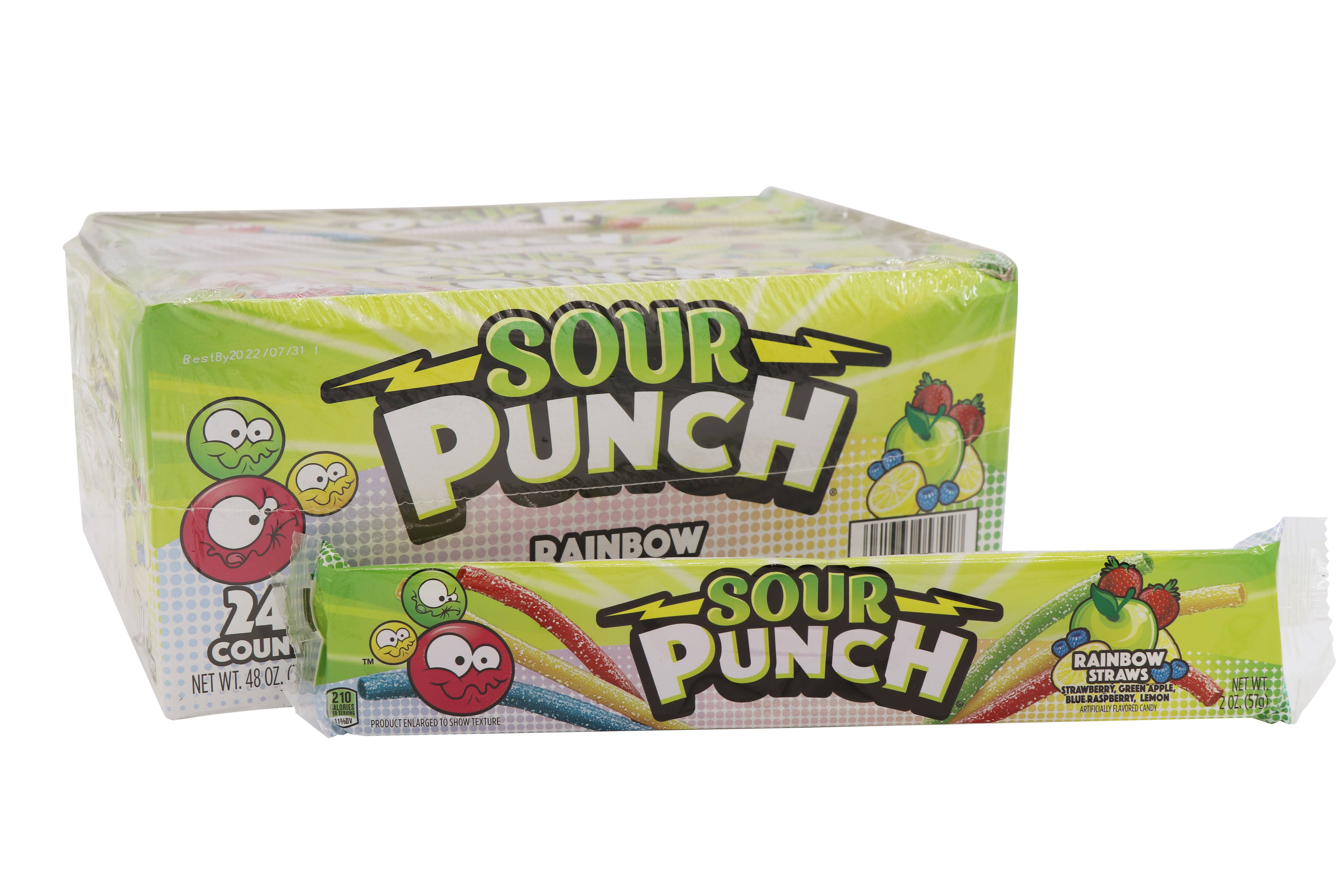 Grandpa Joe's Candy Shop - Wholesale Gummy - Sour Punch Straws Rainbow, 2oz, 24ct Case