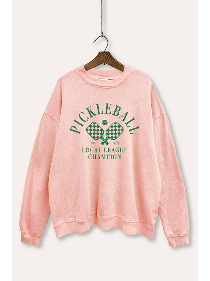 VINTAGE POINT USA - Vente Sweat-shirt à imprimés – femme - SWEATSHIRT DÉLAVÉ MINÉRAL AVEC GRAPHISME DE CHAMPION DE PICKLEBALL4