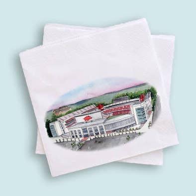 Grace Langdon Art - Wholesale Disposable Napkin - Arkansas Razorbacks Football Stadium Cocktail Napkins0