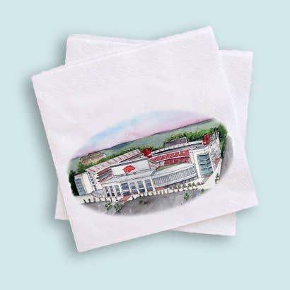 Arkansas Razorbacks Football Stadium Cocktail Napkins for wholesale by Grace Langdon Art