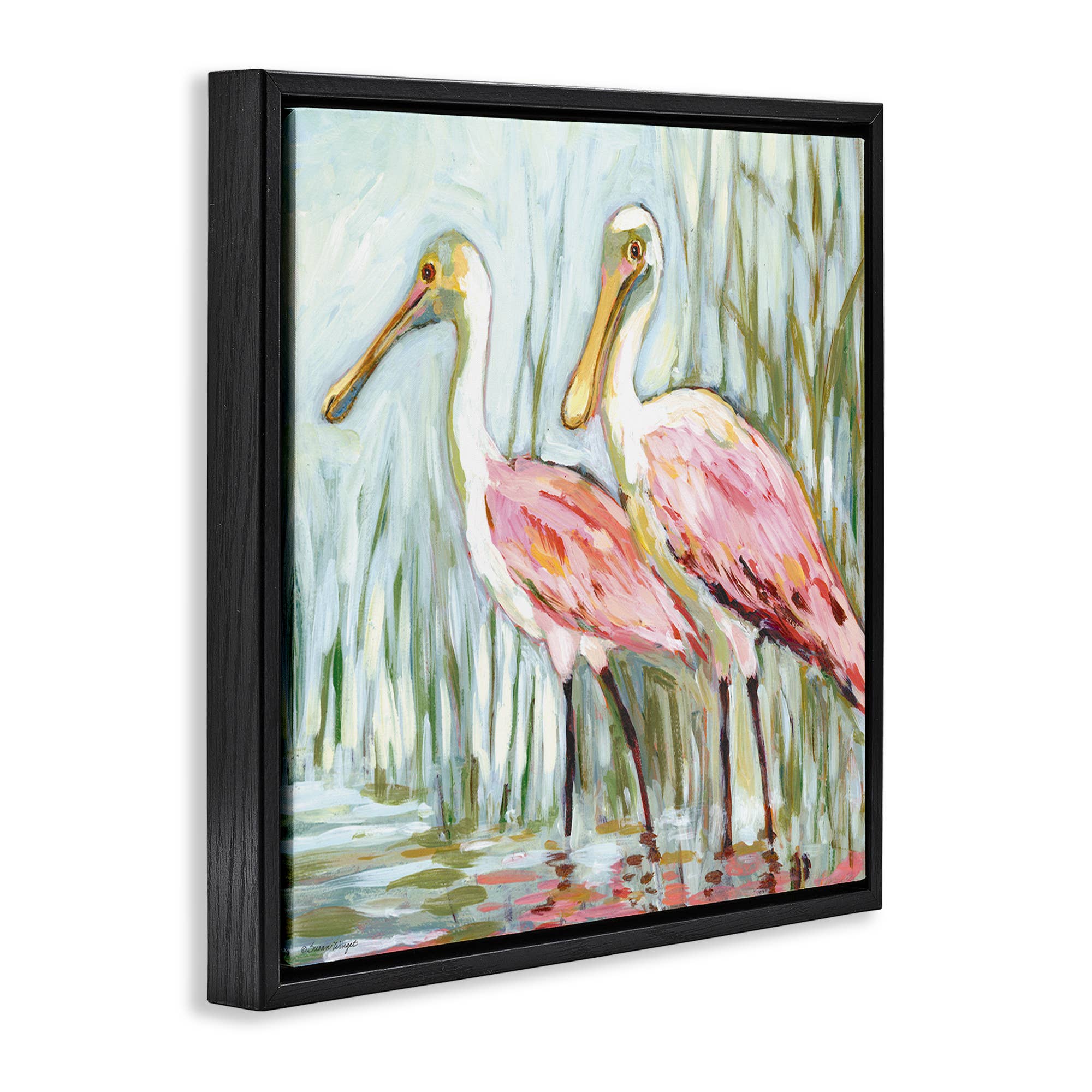 Stupell Industries - Wholesale Canvas Art - Spoonbill Birds Pair Floating Frame1