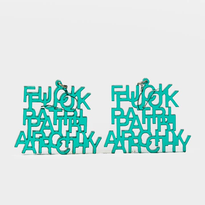 “Fuck Patriarchy” message earrings for wholesale by DO YOU EAR ME