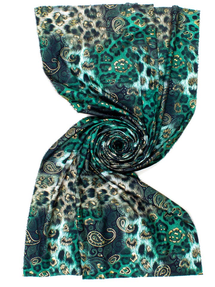 ANIMAL PRINT GOLD CASHMERE STOLE 100%VI MADE IN PRC for wholesale by Ayfee