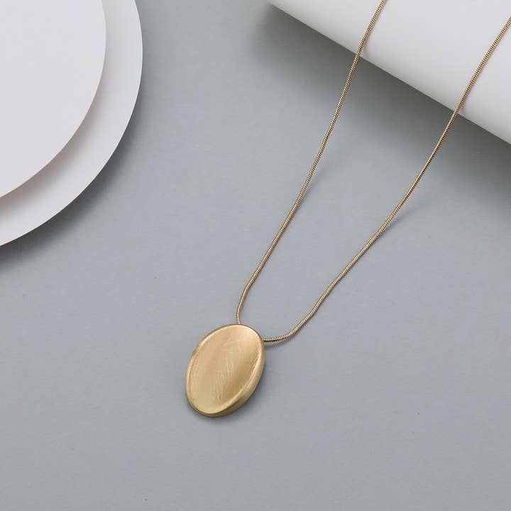 Boutons Matt Brushed Pendant Necklace N602765S/G for wholesale by Gracee Jewellery