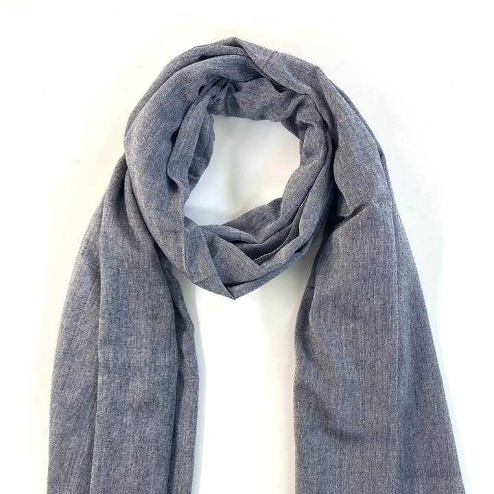 Maison Unik Accessoires - Wholesale Scarf - Men's - Men's Woven Cotton Scarf - 100 x 180 cm - Blue2