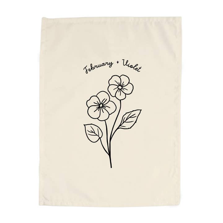 Fevereiro Mês de Nascimento Banner: Flor Violeta por atacado de Hunny Prints