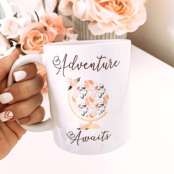 Adventure Awaits Mug for wholesale by DeMarie Designs