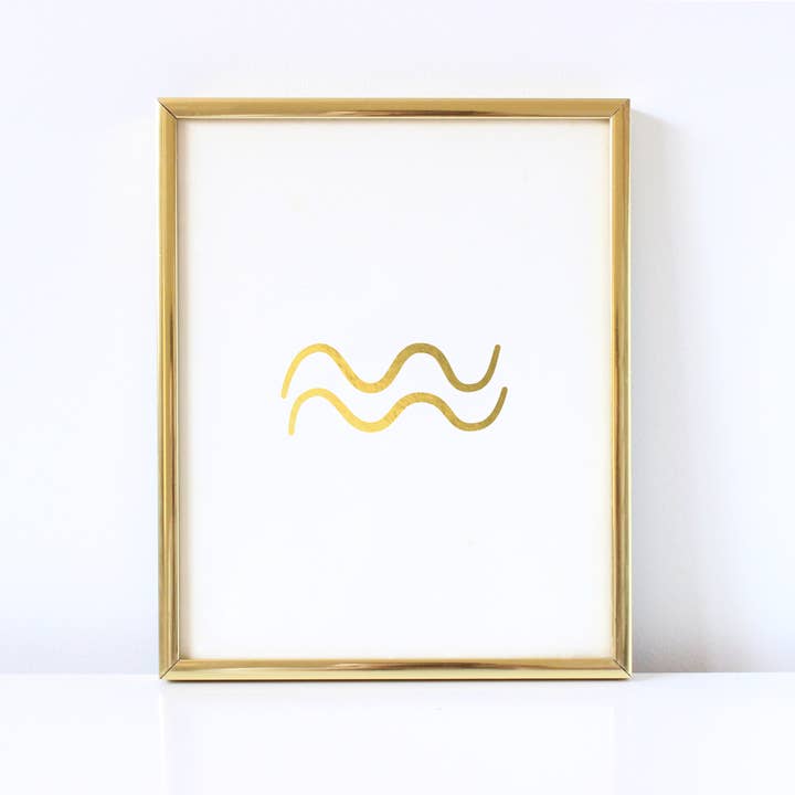 Impressão em folha dourada do signo do zodíaco de Aquário por atacado de Tori Kraut Designs