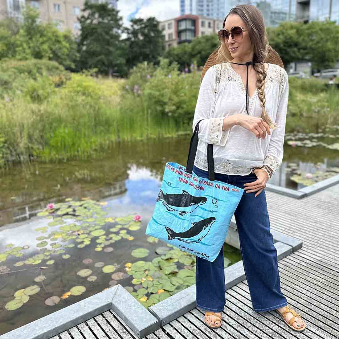 Malia Designs - Wholesale Grocery/Shopping Bag - Lite Blue Shopping Tote - Eco Grocery Bag - Recycled Tote1