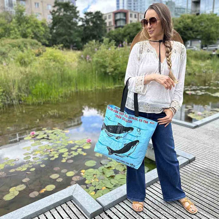 Malia Designs - Wholesale Grocery/Shopping Bag - Lite Blue Shopping Tote - Eco Grocery Bag - Recycled Tote1