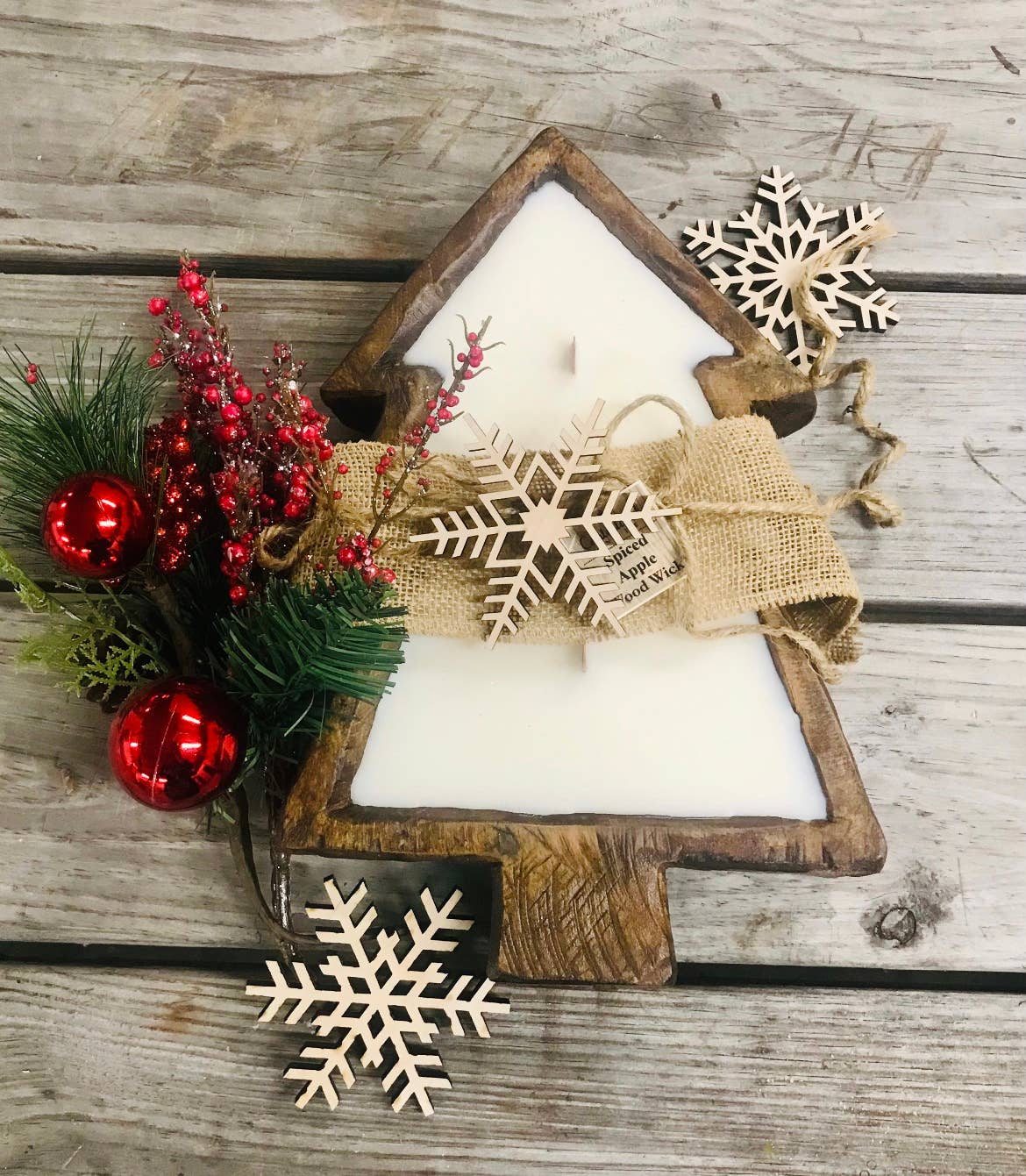 Midwest Candle Co. - Wholesale Jar/Filled Candle - Christmas Tree Wood Dough Bowl Candle1