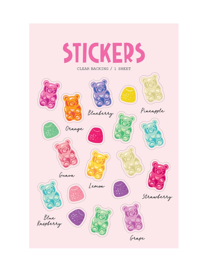 Gummibärchen durchsichtige Aufkleber für den Großhandel von Girl of All Work