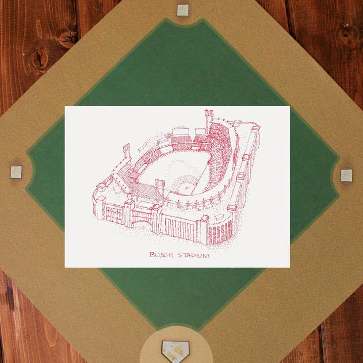 Designs By Patterson - Venta al por mayor Ilustración - Busch Stadium - Cardenales de San Luis - Dibujo Stipple