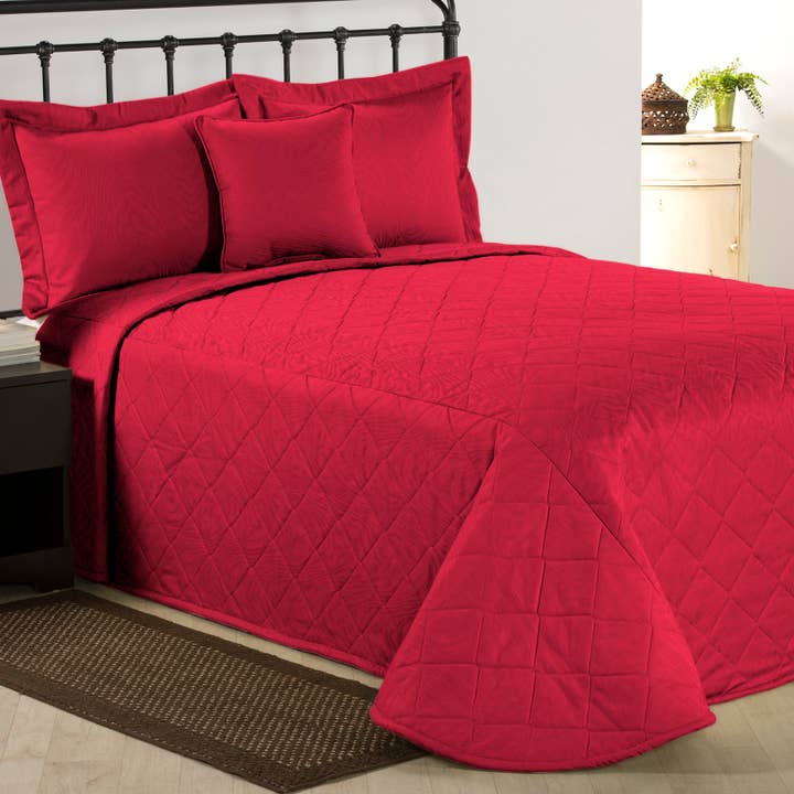 Overture Jacquard Solid Red Bedspread for wholesale by Thomasville at Home