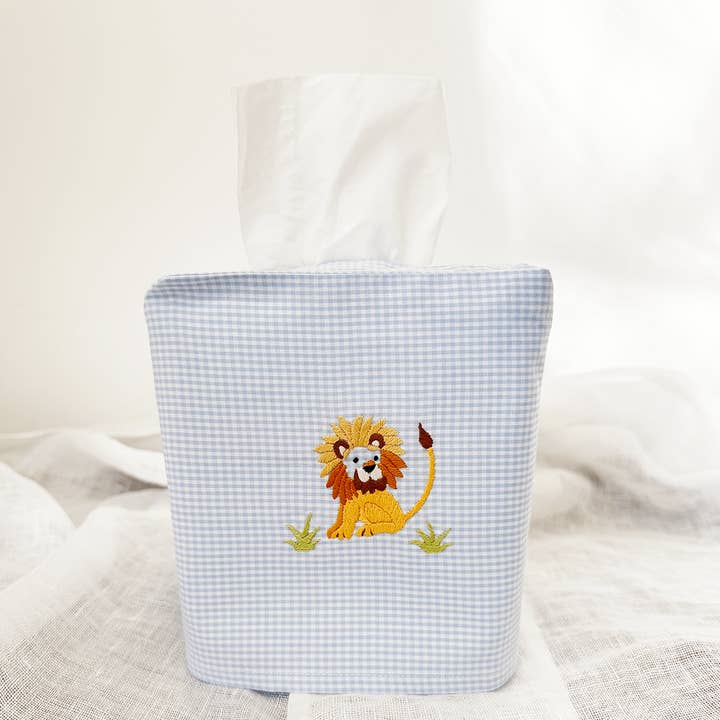 Blue Tissue Box Cover With Lion for wholesale by Gordonsbury