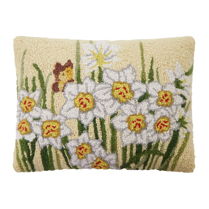 Paper Whites Hook Pillow - Susan Winget for wholesale by Peking Handicraft