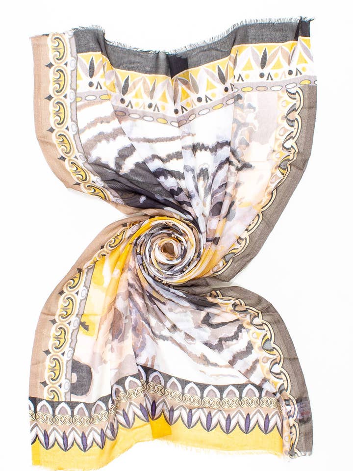 ESTOLA ESTAMPADA ZEBRA PRETA 70X180 100%MD FEITA NA ÍNDIA por atacado de Ayfee