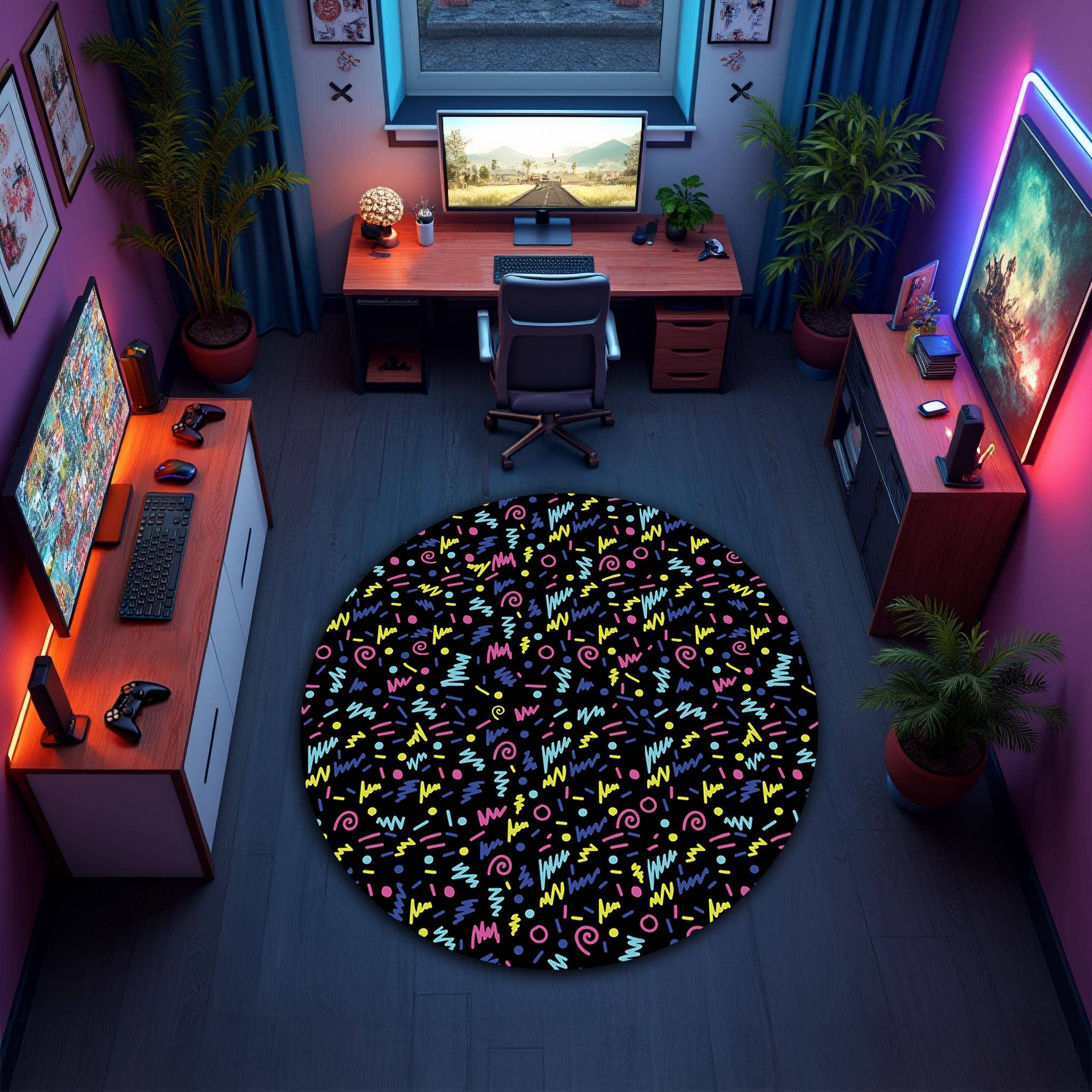 Rugendary Trade LLC - Wholesale Area Rug - 90s Arcade Game Room Rug: Black Nonslip Playroom Mat2