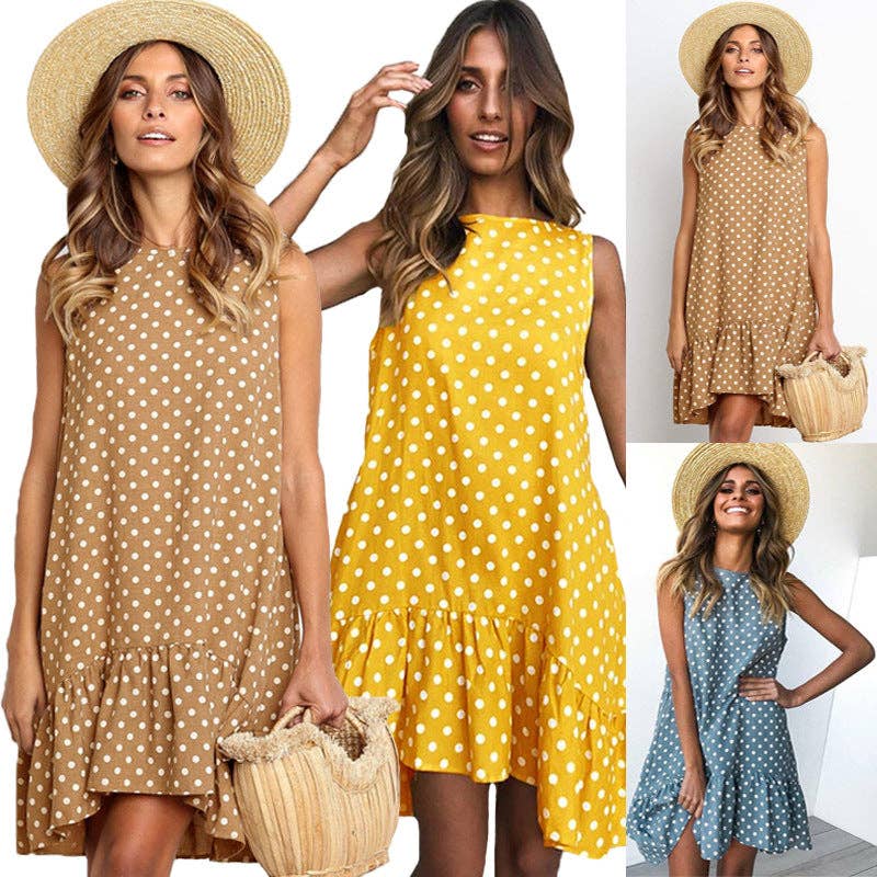 Sharon Tatem Fashion LLC - Wholesale Dress - Women's - Dress Sexy Boho Beach Sundress Women Floral Printed Polka Dot39