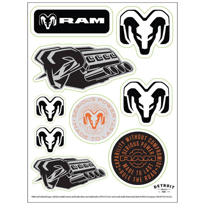 Sticker - Ram HEMI - Sheet for wholesale by Detroit Shirt Co.