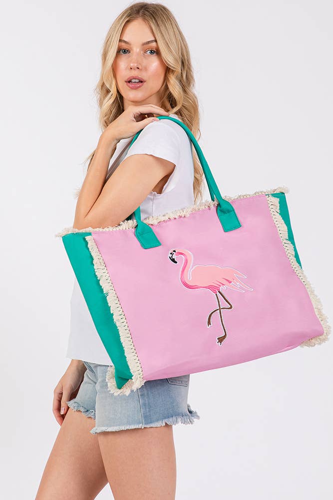 Hana - Wholesale Tote Bag - Women's - Embroidered Design Patch Fringe Summer Tote Bag9