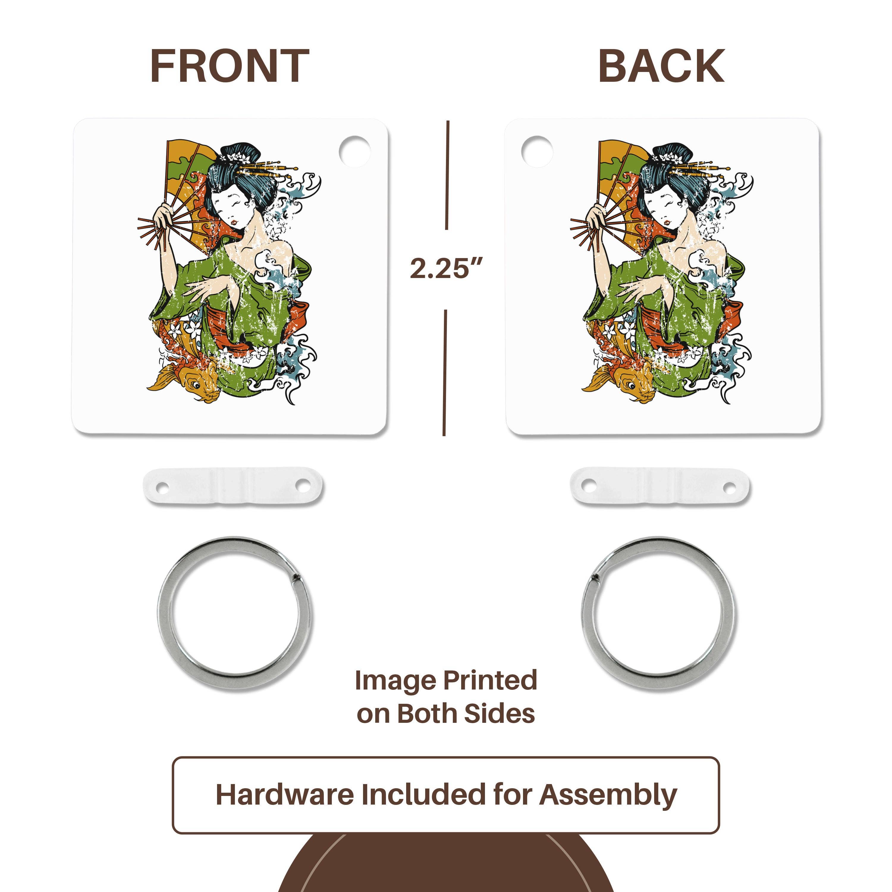 3dRose - Wholesale Keychain - Unisex - 3dRose, Japanese Geisha With Fan Watercolor Illustration, Key Chain4