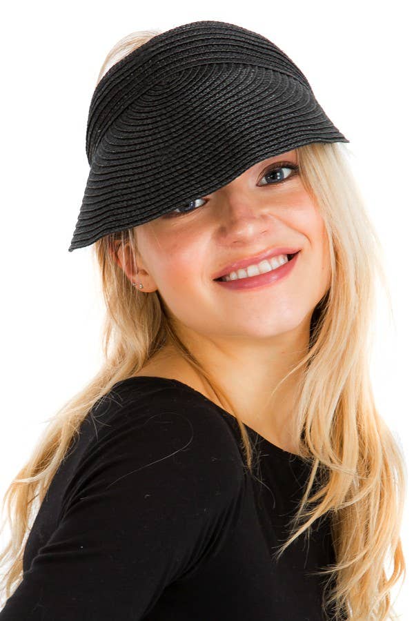 Cap Zone – wholesale Visor – Women's – Petite Solid Color Roll-Up Paper Straw Sun Visor6