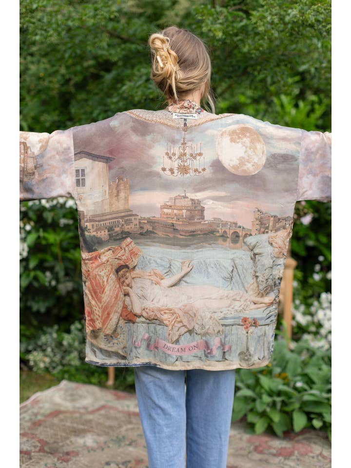 Market of Stars - Wholesale Kimono - Women's - Imaginarium Matinée Duster Kimono w/ Moon mid-length
