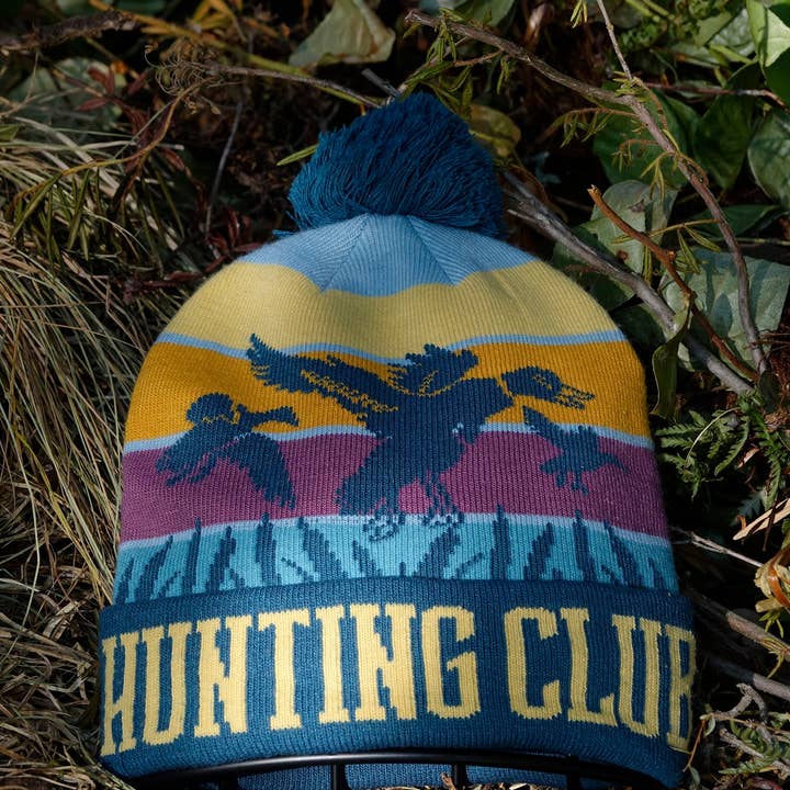 Hunting Club Knit Beanie with Pom Pom, Winter Hat for Bird Hunting Outdoor Sports for wholesale by Northern Icons Creations INC