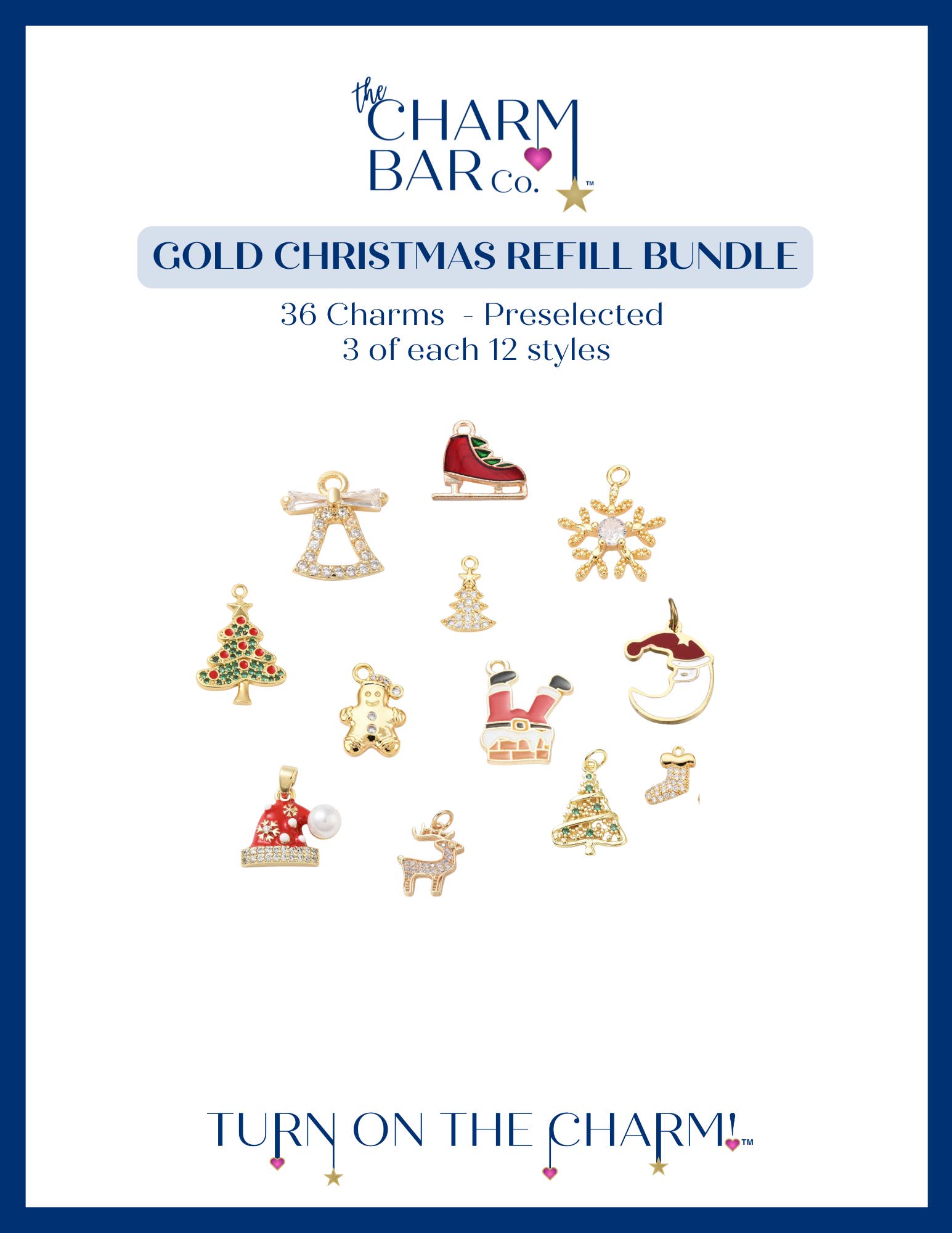 The Charm Bar Company - Wholesale Individual Charm/Pendant - Gold Christmas Mini Refill
