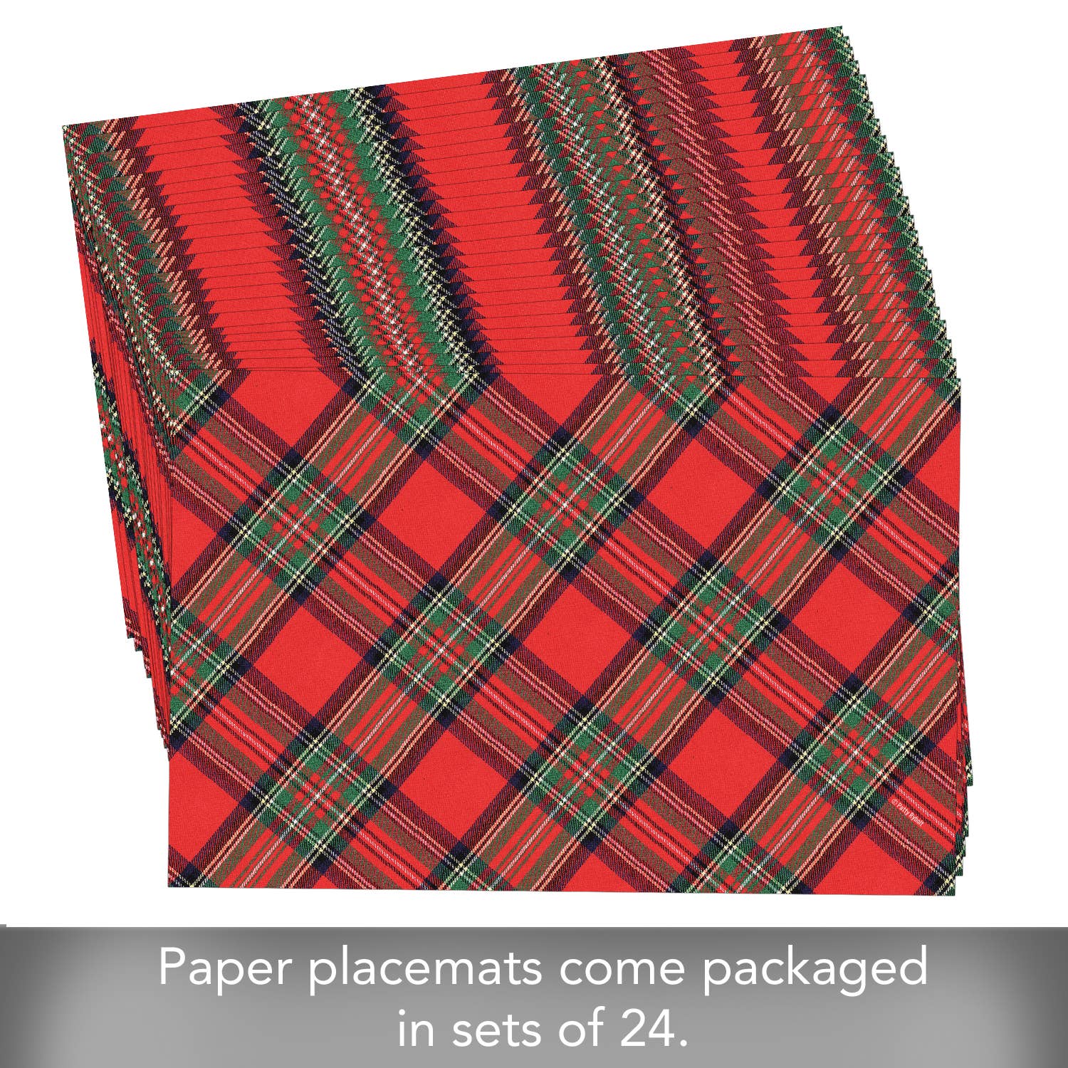 CounterArt/Highland Home/Thirstystone - Wholesale Disposable Placemat - "Christmas Plaid" Premium Paper Stock Placemats 24 Sheet2