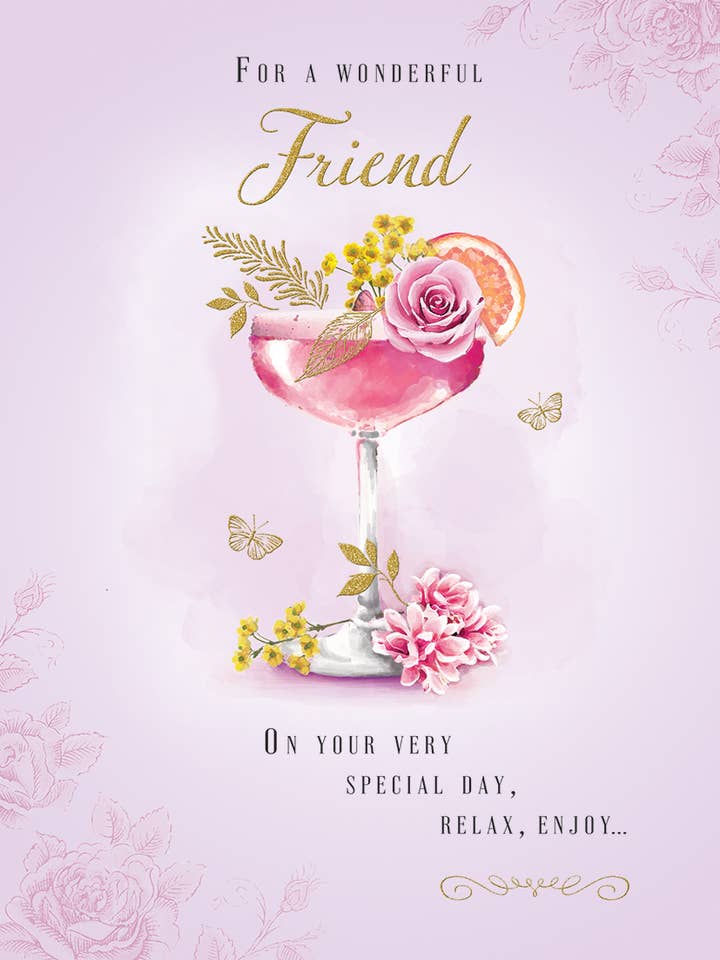 Birthday Card, Friend, Cocktail for wholesale by Piccadilly Greetings