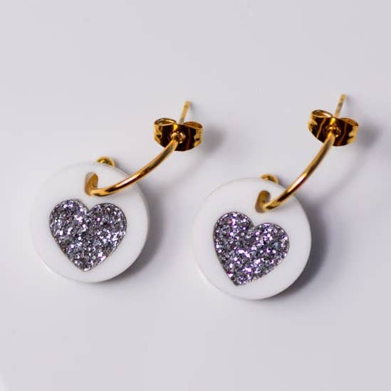 Boucles d'oreilles cœur scintill pour la vente par Little Geraldine