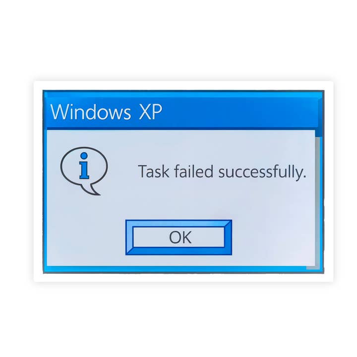 Windows XP Task Failed Successfully Funny Vinyl Sticker for wholesale by Sticker Bull