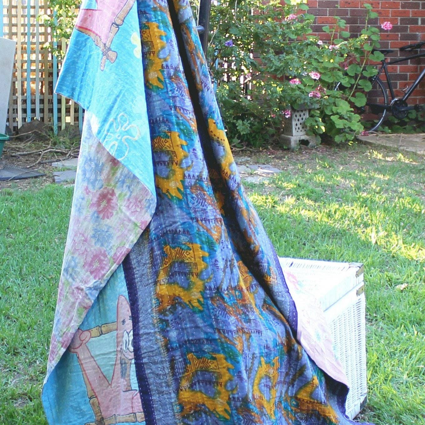 Glamthread - Wholesale Quilt - Handmade Indian Kantha Quilt Blanket Throw Duvet - Sunset2