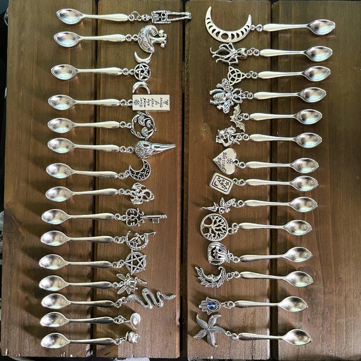 Moondust and Raven - Wholesale Kitchen Spoon - Witchy Charm Spoons, Witch Spoons, Herb Spoons