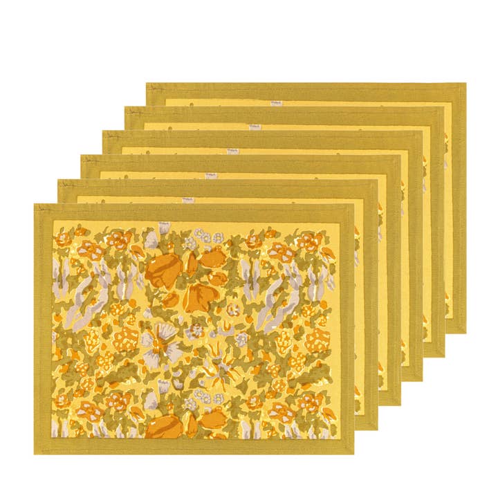 Caravan Home – wholesale Placemat – Jardin Mustard & Grey | Placemats - Set of 61