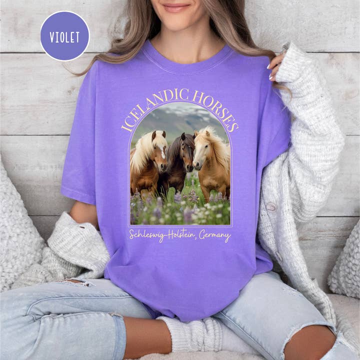 Icelandic Horses Comfort Colors Horse Lover Tee Shirt for wholesale by CindyL Boutique