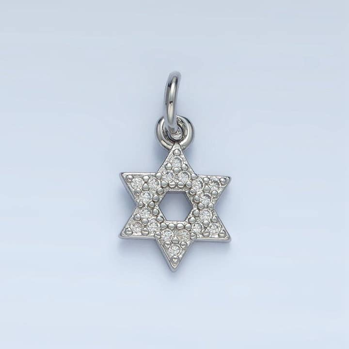 Aim Eternal - Wholesale Individual Charm/Pendant - 24K Gold Filled Open Micro Paved CZ Jewish Star of David Charm in Gold & Silver | E9161